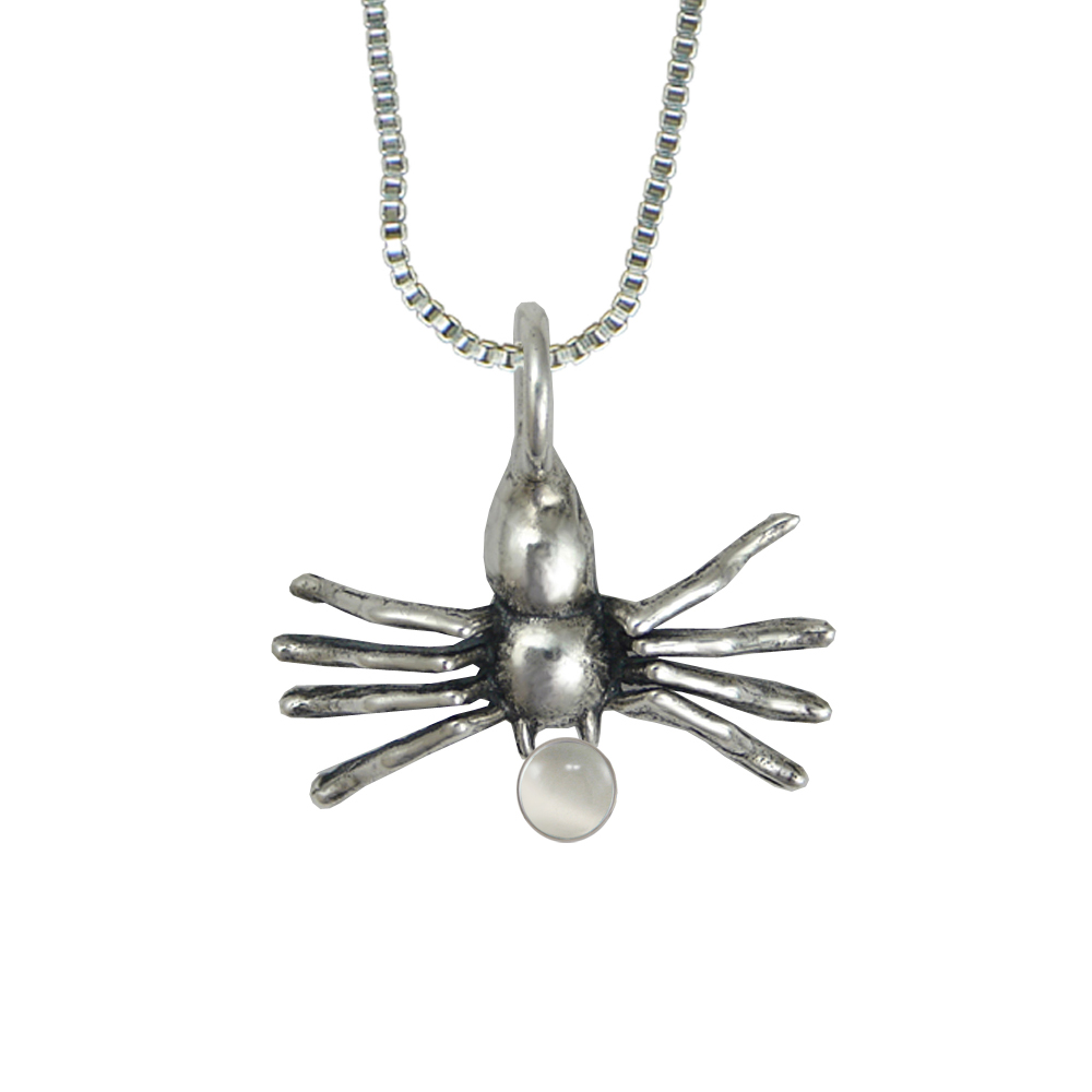 Sterling Silver Sassy Little Spider Pendant With White Moonstone